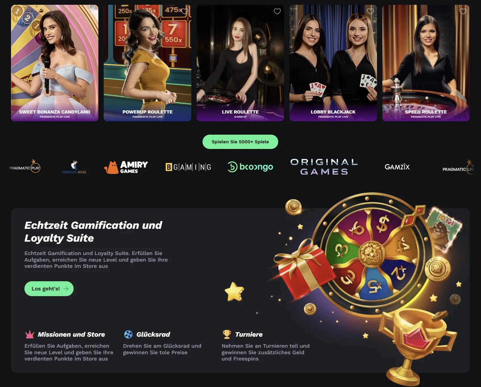 BetOnRed Casino Lobby mit Slots und Live Casino
