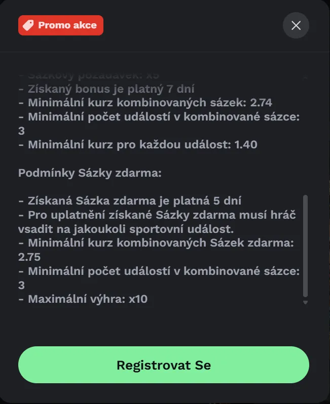 BetOnRed bonusový balíček a kontrola promo kódu