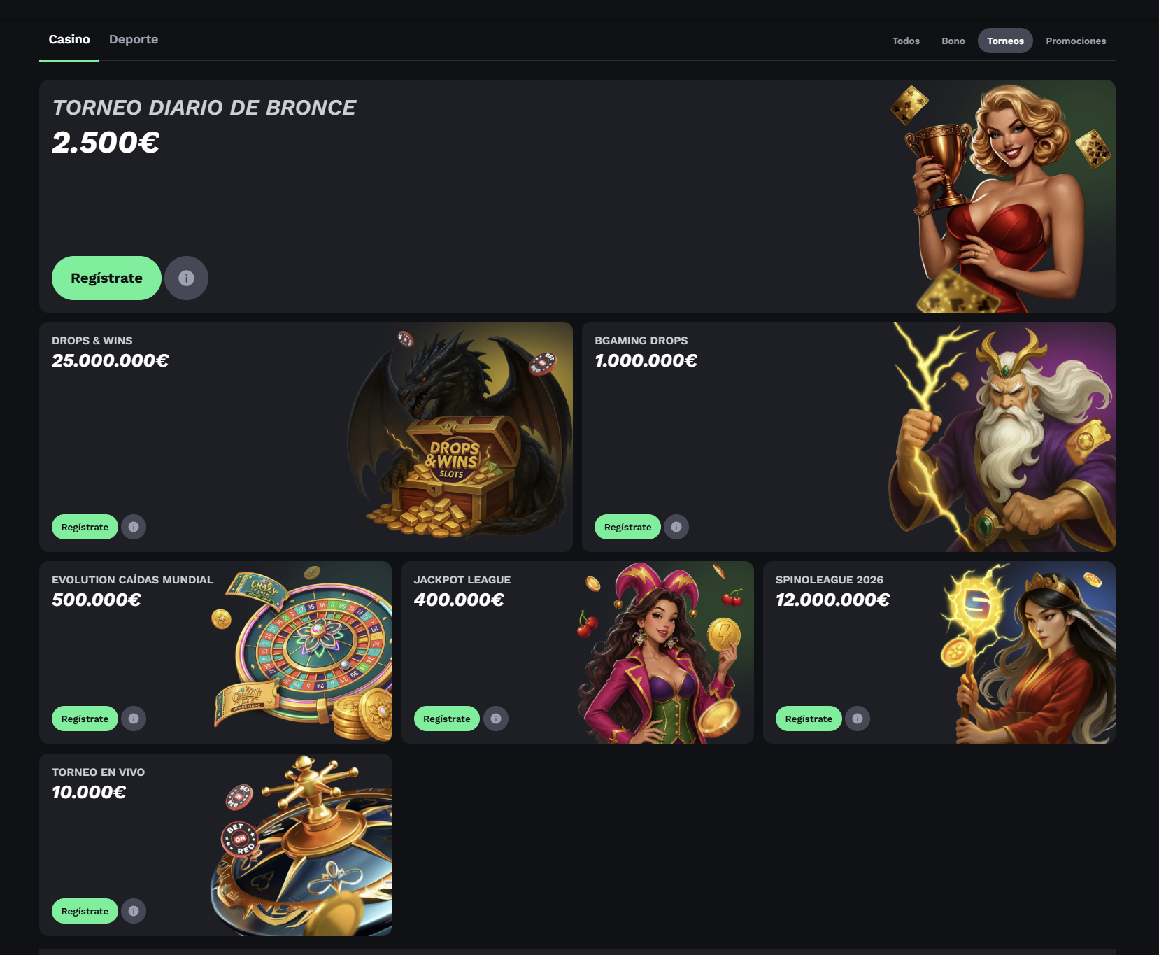 Promoción de torneo en directo BetOnRed