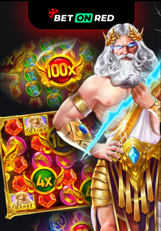 BetOnRed mobile slot artwork with Zeus character and 100x multiplier