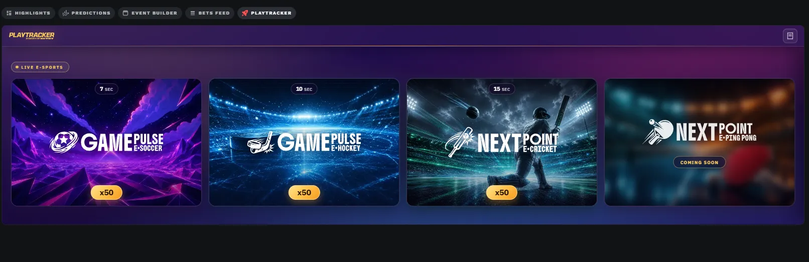 BetOnRed PlayTracker esports and virtual sports games