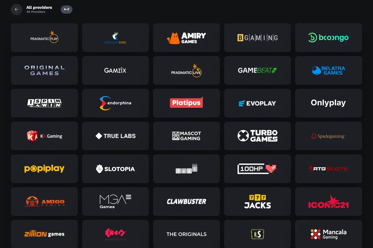 BetOnRed games and software providers
