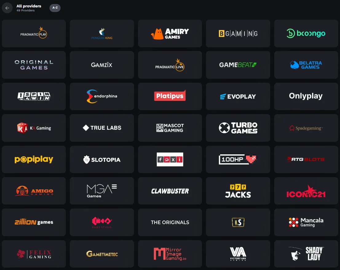 BetOnRed Casino provider list
