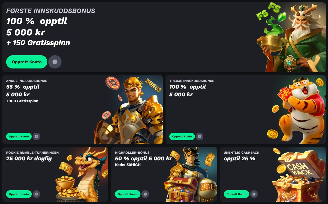 BetOnRed casino cashback, rakeback, reload og HighRoller-kampanjer