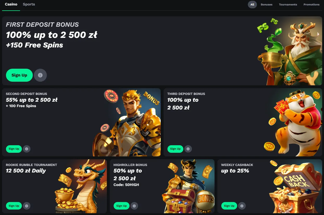 Cashback, rakeback, reload i Bonus HighRoller BetOnRed