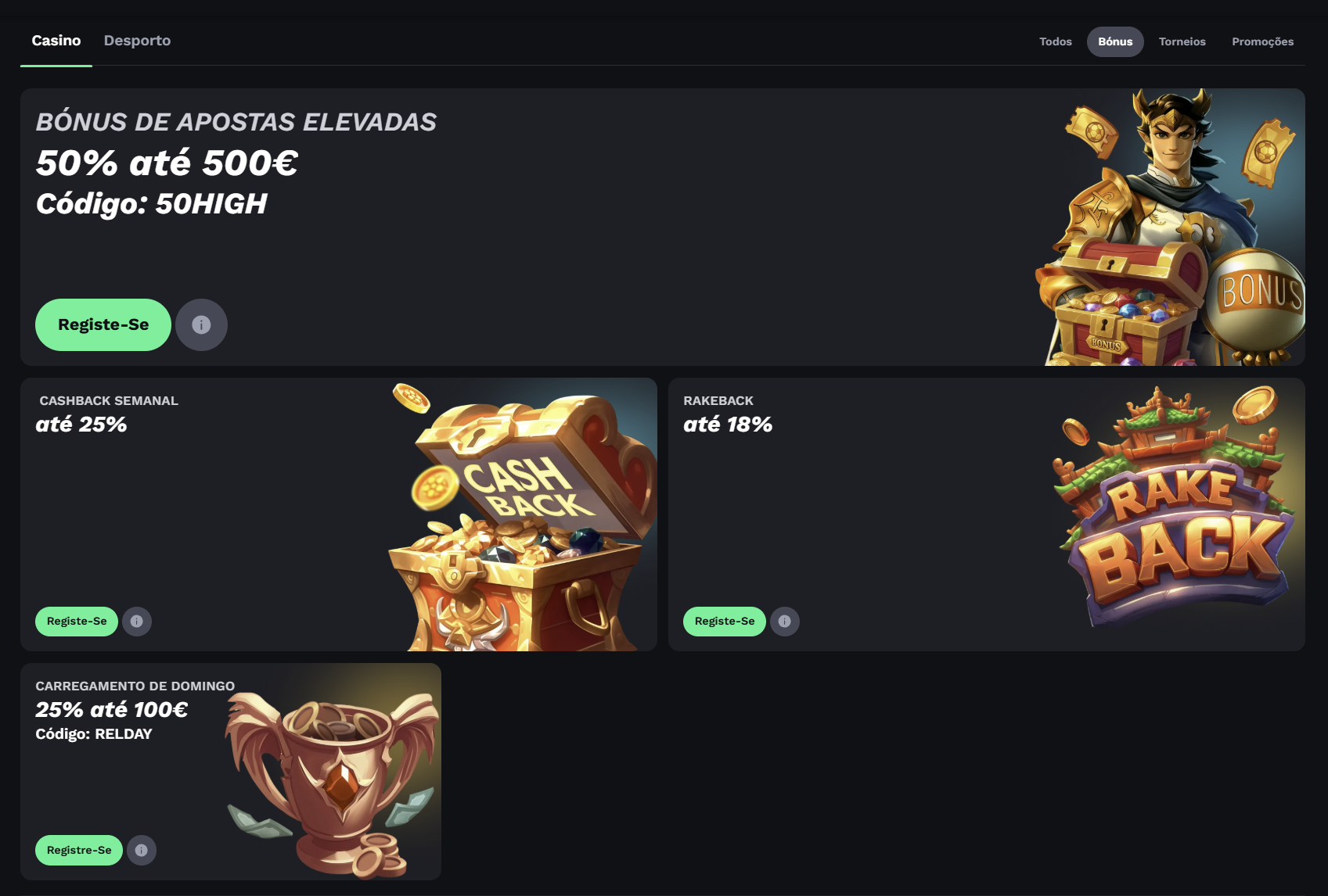 Banners de bónus e cashback BetOnRed Casino