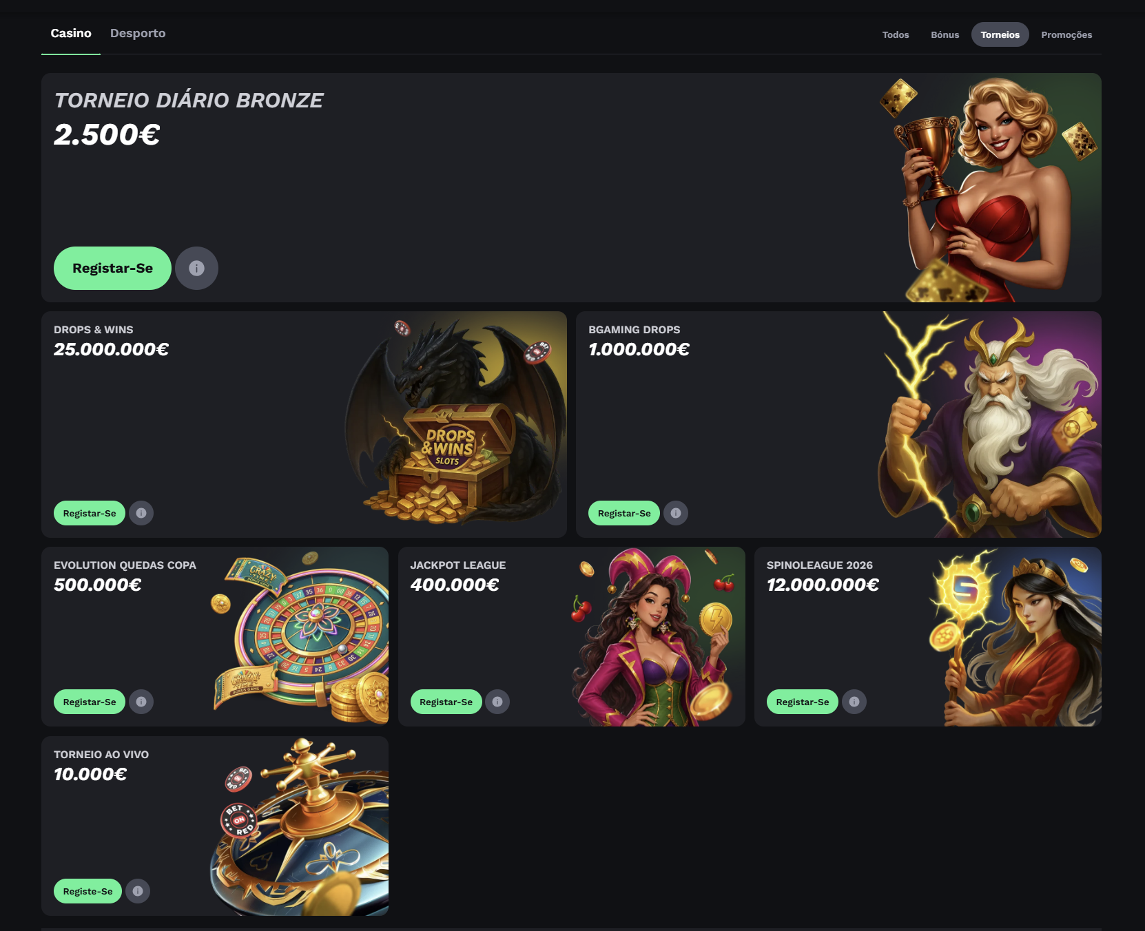 Promoção de torneio ao vivo BetOnRed