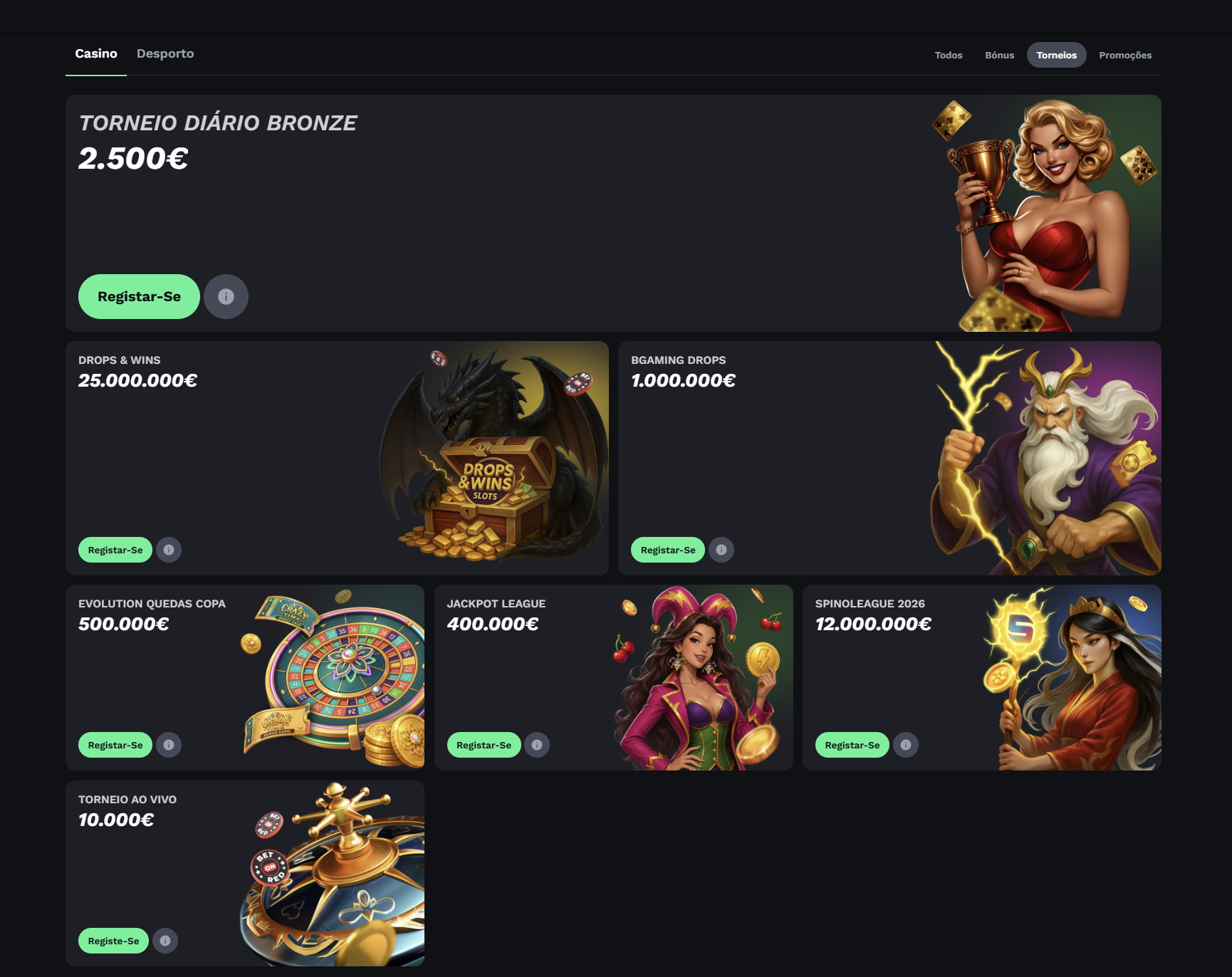 Torneios e prémios de casino BetOnRed